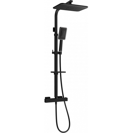 Mexen CQ54 ensemble de douche en surface avec douche à effet pluie et robinet thermostatique, noir/chrome - 772505495-71