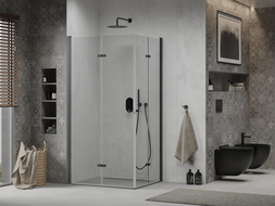 Mexen Lima Duo cabine de douche pliante 90 x 80 cm, transparent, noire - 856-090-080-70-00-02