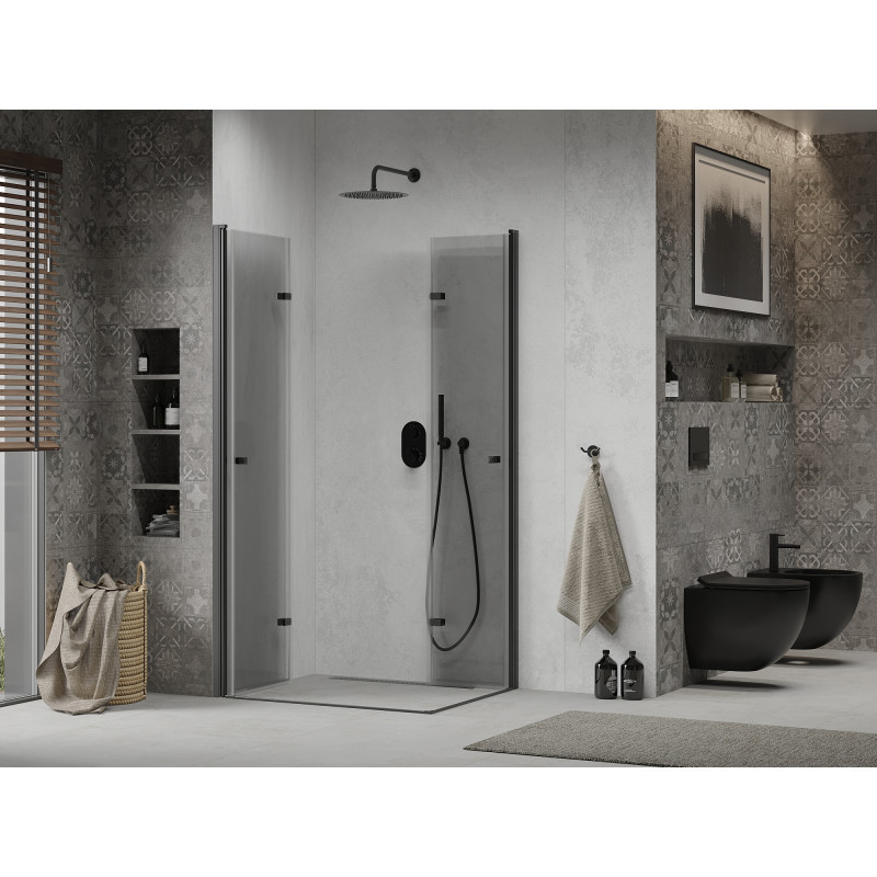 Mexen Lima Duo cabine de douche pliante 90 x 80 cm, transparent, noire - 856-090-080-70-00-02