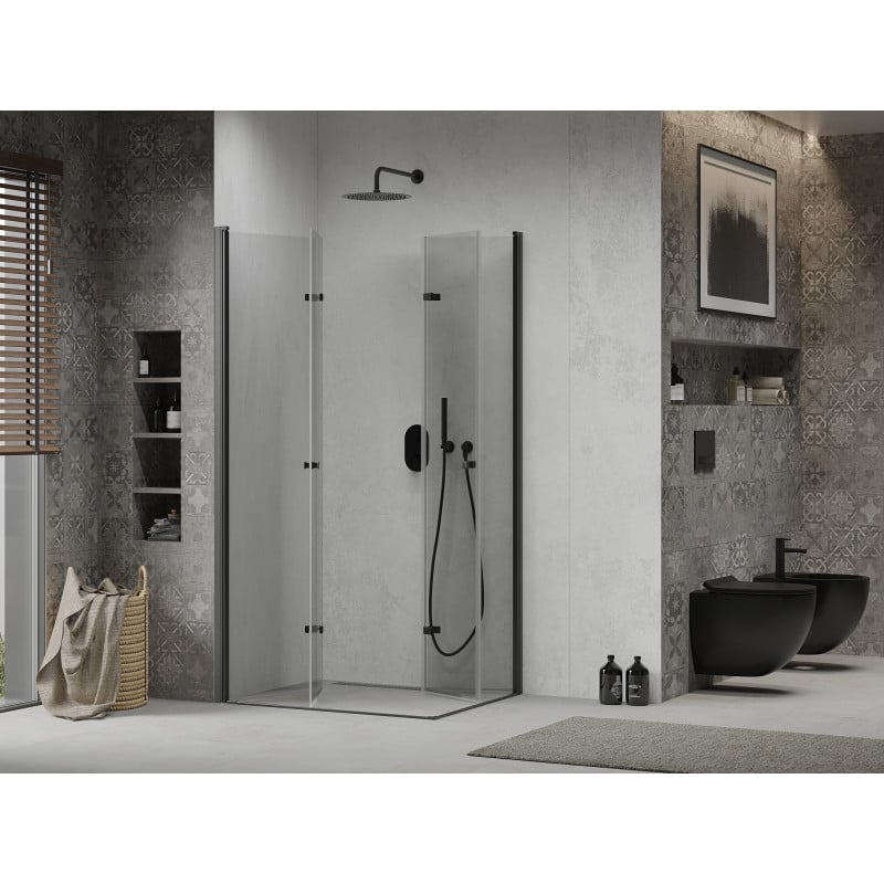 Mexen Lima Duo cabine de douche pliante 100 x 90 cm, transparent, noir - 856-100-090-70-00-02