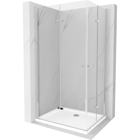 Mexen Lima Duo cabine de douche pliante 80 x 70 cm, transparent, chrome + receveur Flat - 856-080-070-01-02-4010