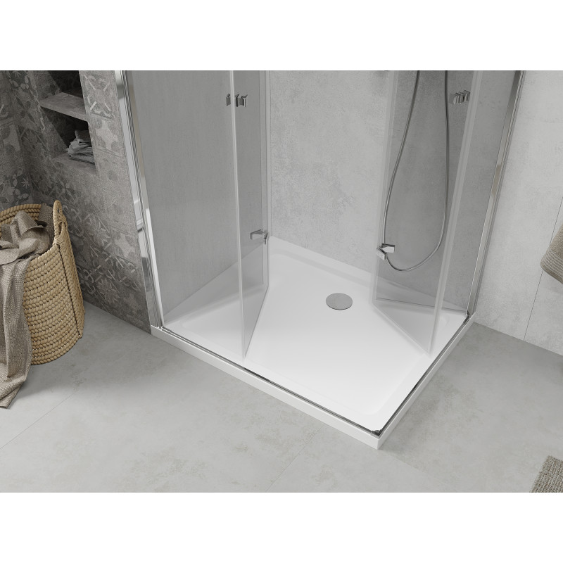Mexen Lima Duo cabine de douche pliante 80 x 70 cm, transparent, chrome + receveur Flat - 856-080-070-01-02-4010