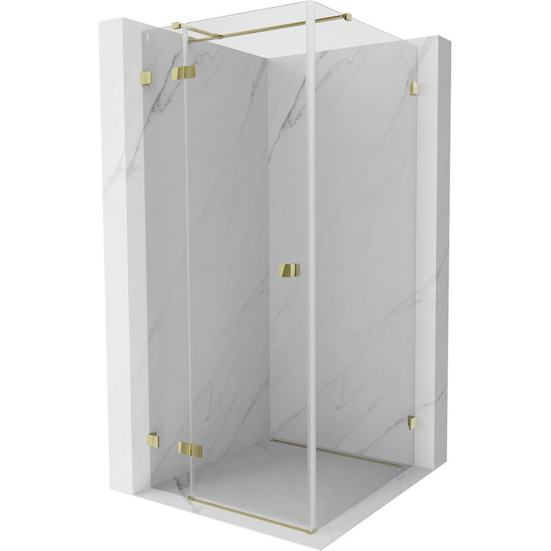 Mexen Lunar T cabine de douche pivotante gauche 100 x 100 cm, transparent, or - 834T-100-100-50-00-L