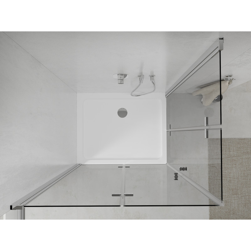 Mexen Lima Duo cabine de douche pliante 80 x 70 cm, transparent, chrome + receveur Flat - 856-080-070-01-02-4010