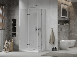 Mexen Lima Duo cabine de douche pliante 80 x 70 cm, transparent, chrome + receveur Flat - 856-080-070-01-02-4010