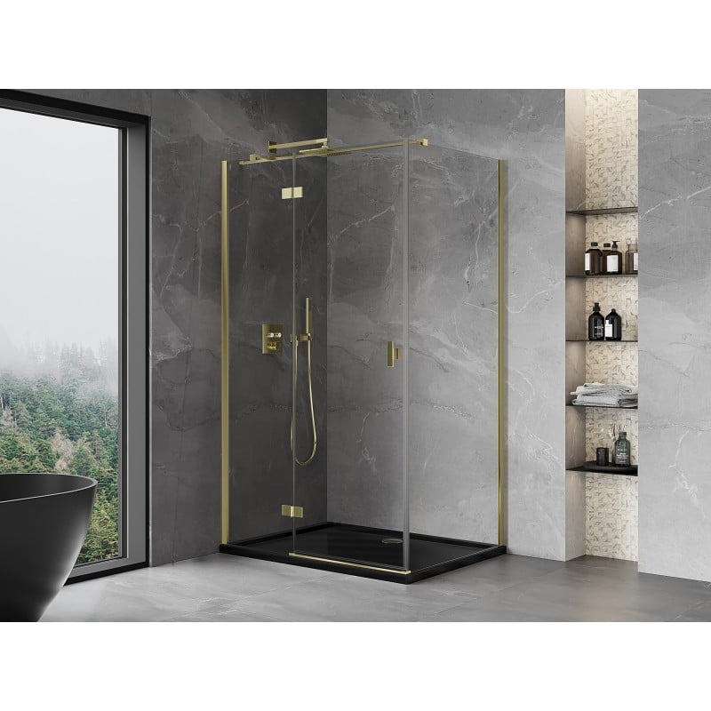 Mexen Mist-H T cabine de douche pivotante gauche 115 x 120 cm, transparente, dorée - 8A5T-115-120-50-00-L