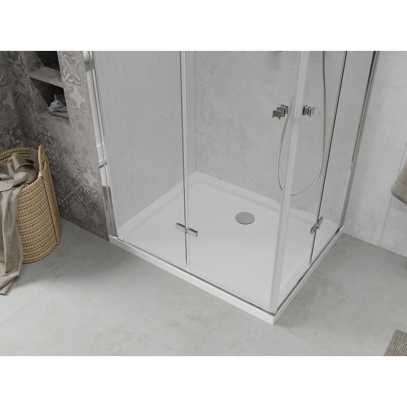 Mexen Lima Duo cabine de douche pliable 90 x 80 cm, transparent, chrome + receveur plat - 856-090-080-01-02-4010