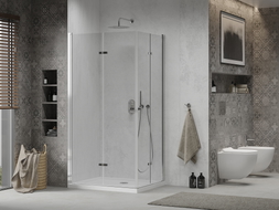 Mexen Lima Duo cabine de douche pliable 90 x 80 cm, transparent, chrome + receveur plat - 856-090-080-01-02-4010
