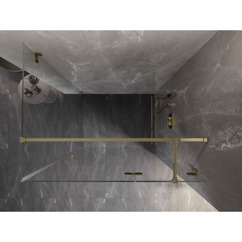 Mexen Lunar T cabine de douche pivotante droite 70 x 90 cm, transparente, dorée - 834T-070-090-50-00-P