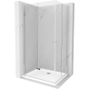 Mexen Lima Duo cabine de douche pliante 90 x 80 cm, transparente, chromée + receveur Flat - 856-090-080-01-02-4010