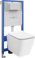 Mexen Cube ensemble WC encastré châssis Fenix Slim avec cuvette WC et abattant à descente progressive, blanc brillant
