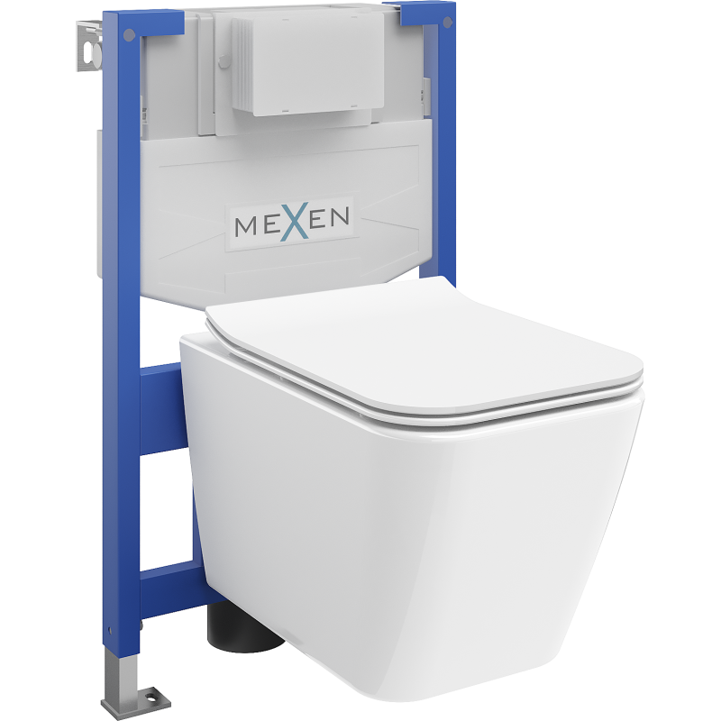 Mexen set encastré WC châssis Fenix XS-F avec cuvette WC Cube et abattant à descente progressive, blanc brillant - 68030924000