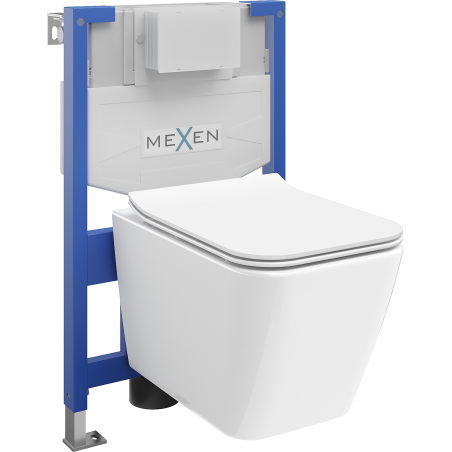 Mexen set encastré WC châssis Fenix XS-F avec cuvette WC Cube et abattant à descente progressive, blanc brillant - 68030924000