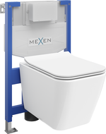 Mexen Cube ensemble encastré WC châssis Fenix XS-F avec cuvette WC et abattant à fermeture lente, blanc brillant