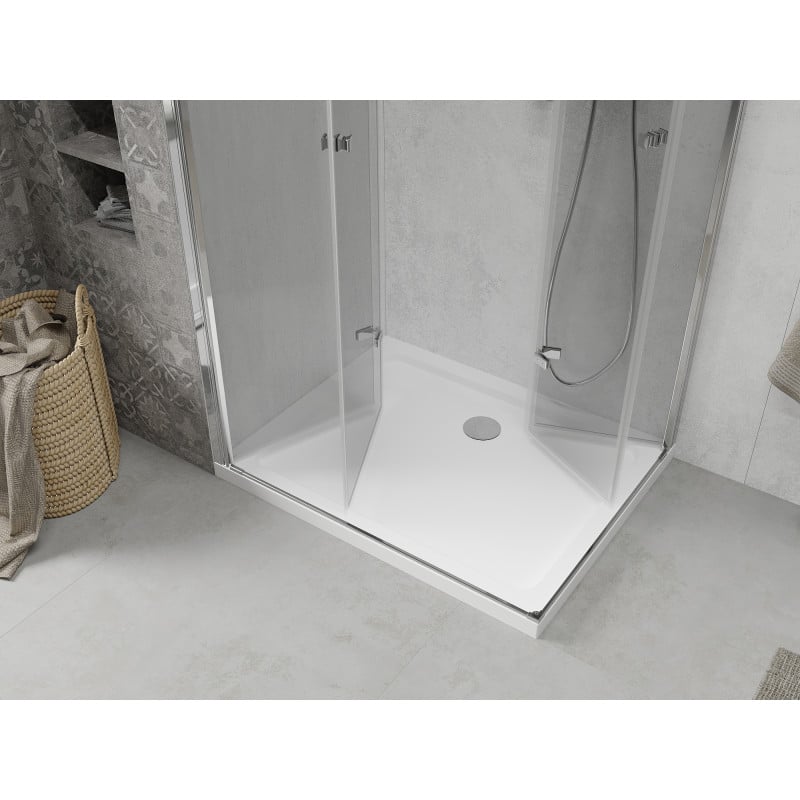 Mexen Lima Duo cabine de douche pliante 100 x 90 cm, transparent, chrome + receveur plat - 856-100-090-01-02-4010