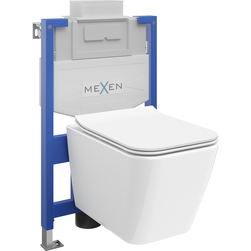 Mexen ensemble encastré WC châssis Fenix XS-U avec cuvette WC Cube et abattant à descente lente, blanc brillant - 68530924000