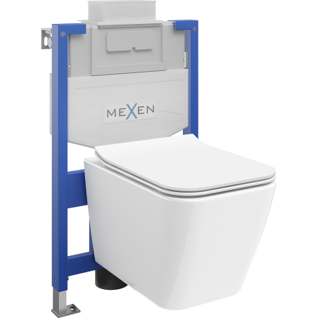 Mexen Cube ensemble encastré WC châssis Fenix XS-U avec cuvette WC et abattant à fermeture lente, blanc brillant