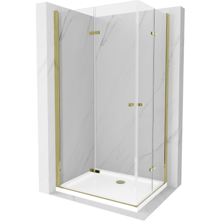 Mexen Lima Duo cabine de douche pliante 80 x 70 cm, transparent, or + receveur plat - 856-080-070-50-02-4010G