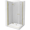 Mexen Lima Duo cabine de douche pliable 80 x 70 cm, transparent, doré + receveur plat - 856-080-070-50-02-4010G