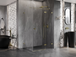 Mexen Lunar T cabine de douche pivotante droite 80 x 120 cm, transparente, or - 834T-080-120-50-00-P