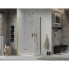 Mexen Lima Duo cabine de douche pliante 90 x 80 cm, transparente, dorée + receveur Flat - 856-090-080-50-02-4010G