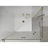 Mexen Lima Duo cabine de douche pliable 100 x 90 cm, transparent, or + receveur Flat - 856-100-090-50-02-4010G