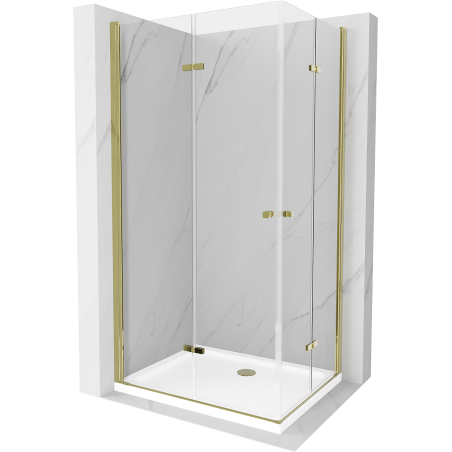 Mexen Lima Duo cabine de douche pliante 100 x 90 cm, transparent, or + receveur Flat - 856-100-090-50-02-4010G
