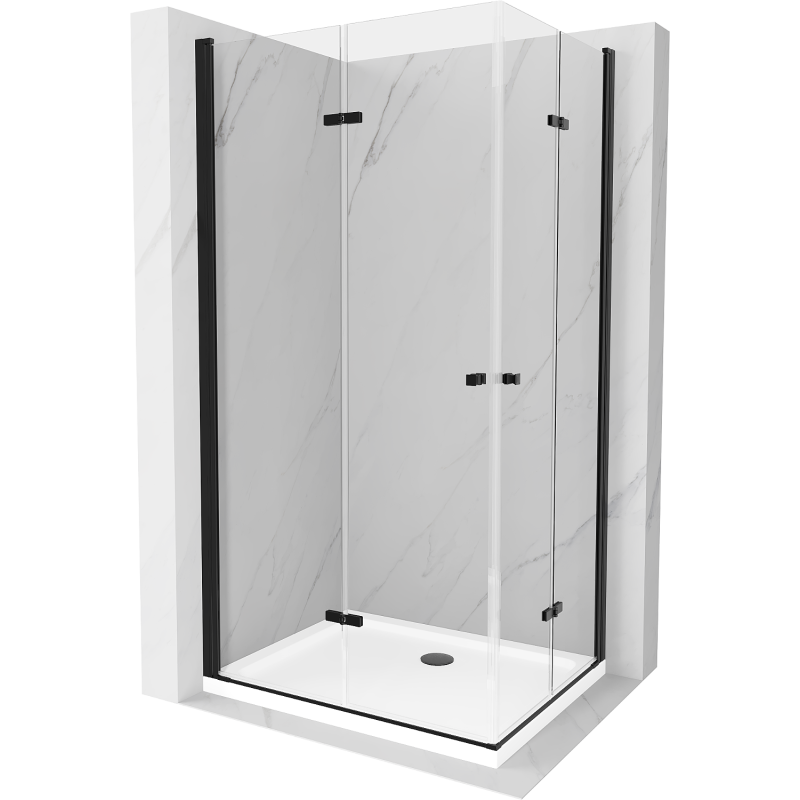 Mexen Lima Duo cabine de douche pliante 80 x 70 cm, transparent, noire + receveur Flat - 856-080-070-70-02-4010B
