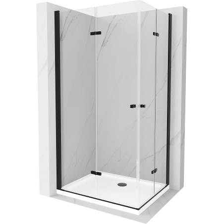 Mexen Lima Duo cabine de douche pliante 80 x 70 cm, transparent, noire + receveur Flat - 856-080-070-70-02-4010B