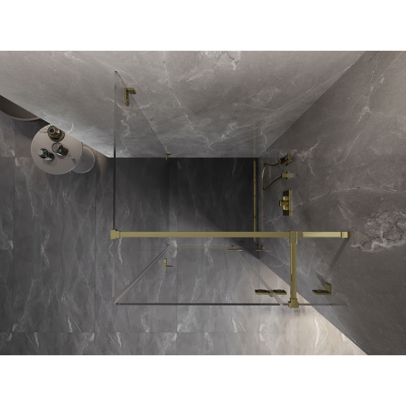Mexen Lunar T cabine de douche pivotante droite 100 x 100 cm, transparent, or - 834T-100-100-50-00-P