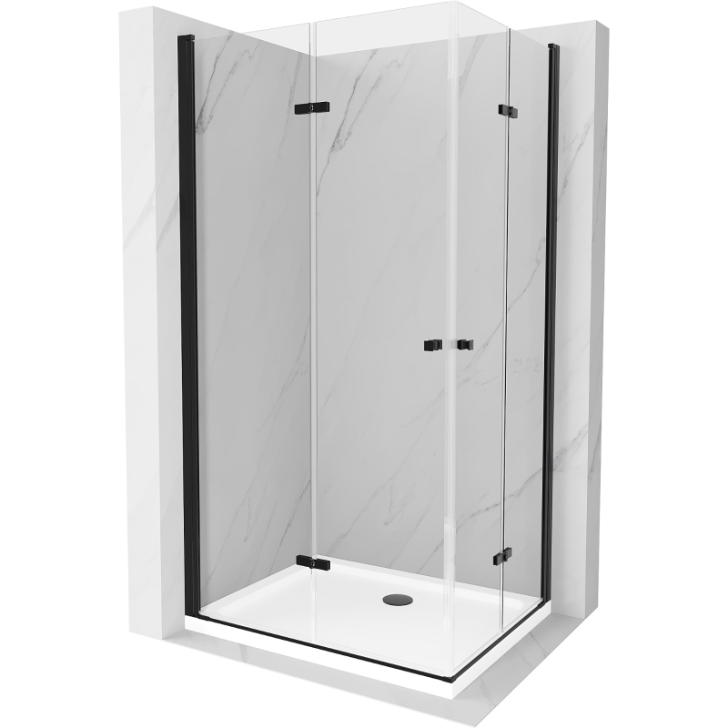 Mexen Lima Duo cabine de douche pliante 90 x 80 cm, transparent, noir + receveur de douche Flat - 856-090-080-70-02-4010B