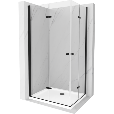 Mexen Lima Duo cabine de douche pliante 90 x 80 cm, transparent, noir + receveur de douche Flat - 856-090-080-70-02-4010B