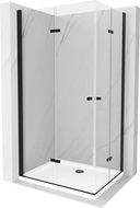 Cabine de douche pliante Mexen Lima Duo 90 x 80 cm, transparente, noire + receveur Flat - 856-090-080-70-02-4010B