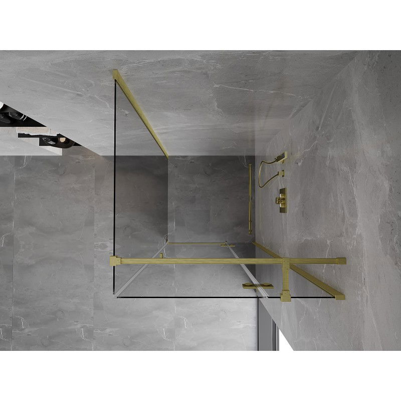 Mexen Mist-H T cabine de douche pivotante droite 70 x 70 cm, transparent, or brossé - 8A5T-070-070-55-00-P