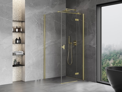 Mexen Mist-H T cabine de douche pivotante droite 70 x 70 cm, transparent, or brossé - 8A5T-070-070-55-00-P
