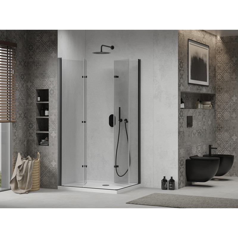 Mexen Lima Duo cabine de douche pliante 100 x 90 cm, transparente, noire + receveur plat - 856-100-090-70-02-4010B