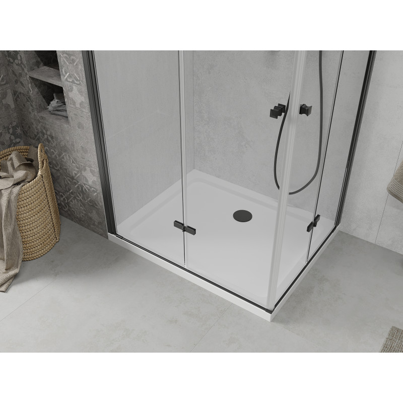 Mexen Lima Duo cabine de douche pliante 100 x 90 cm, transparente, noire + receveur plat - 856-100-090-70-02-4010B