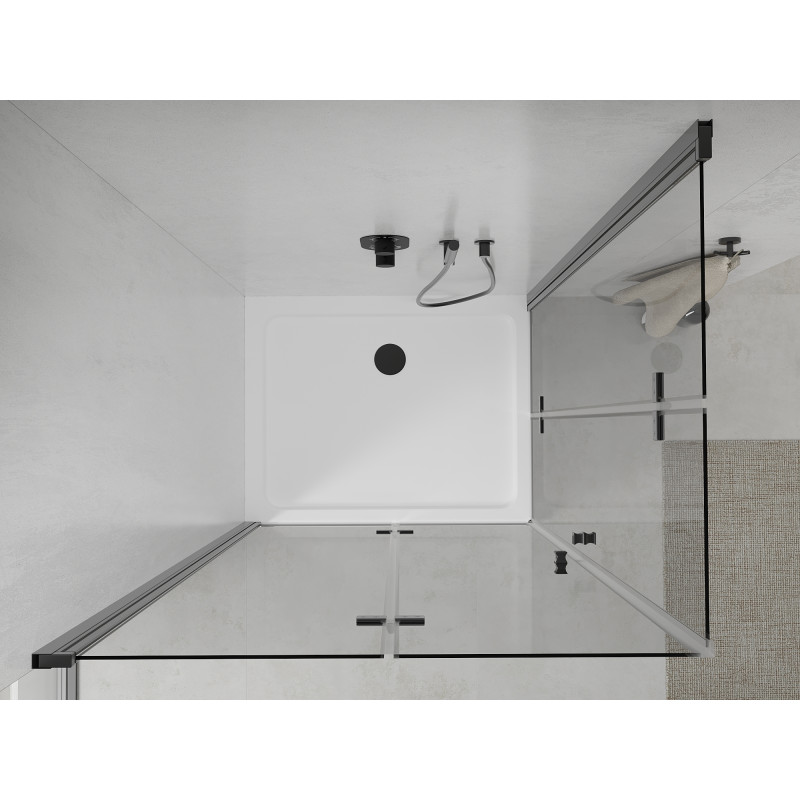Mexen Lima Duo cabine de douche pliante 100 x 90 cm, transparente, noire + receveur plat - 856-100-090-70-02-4010B