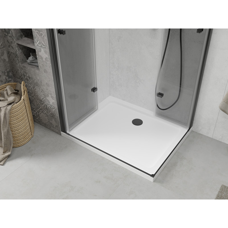Mexen Lima Duo cabine de douche pliante 100 x 90 cm, transparente, noire + receveur plat - 856-100-090-70-02-4010B