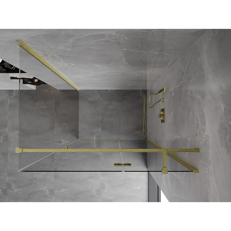 Mexen Mist-H T cabine de douche pivotante droite 100 x 70 cm, transparent, or brossé - 8A5T-100-070-55-00-P