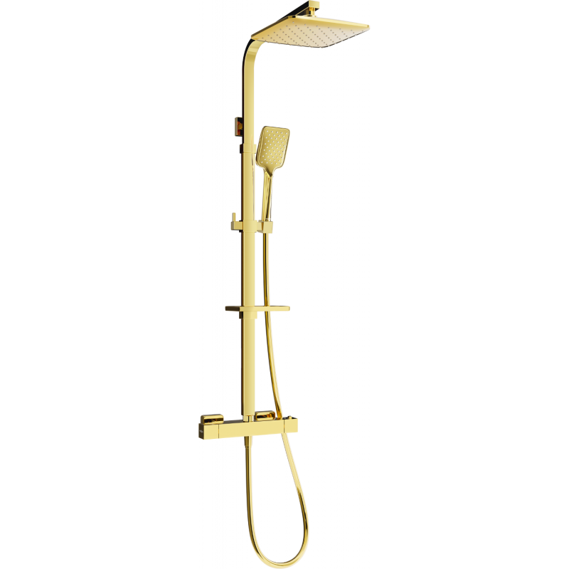 Mexen CQ62 ensemble de douche apparent avec pomme de douche et robinet thermostatique, doré - 772506295-50