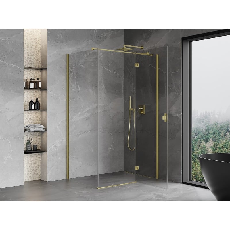 Mexen Mist-H T cabine de douche pivotante droite 70 x 80 cm, transparente, or brossé - 8A5T-070-080-55-00-P