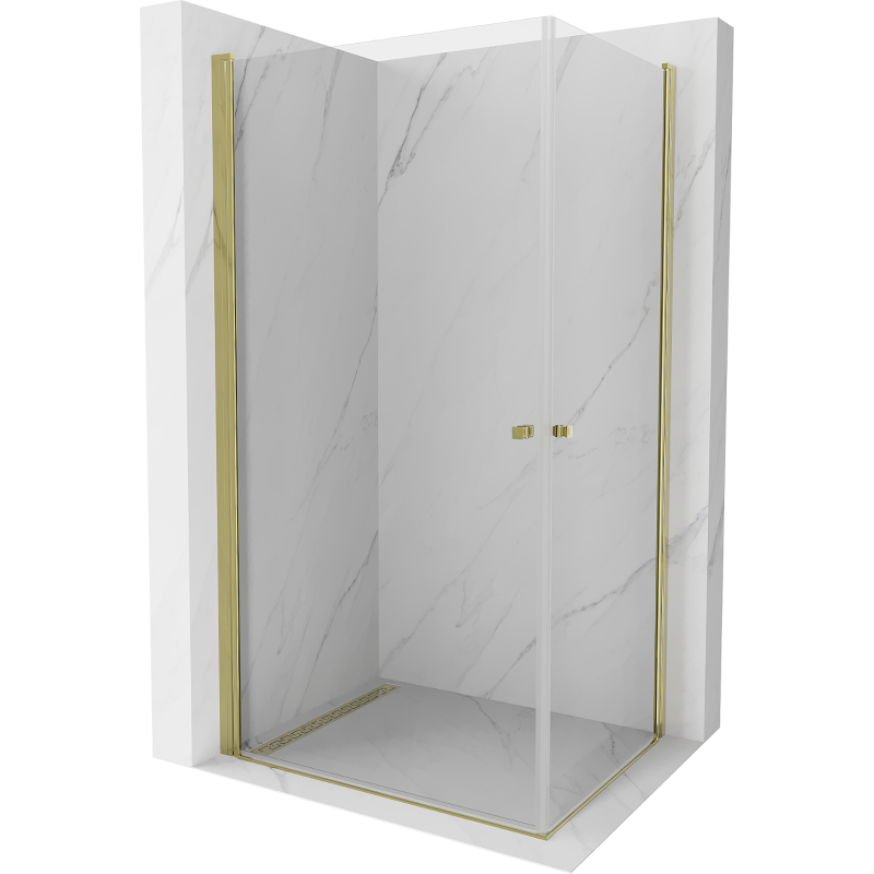 Mexen Pretoria Duo cabine de douche pivotante 80 x 70 cm, transparent, dorée - 852-080-070-50-00-02