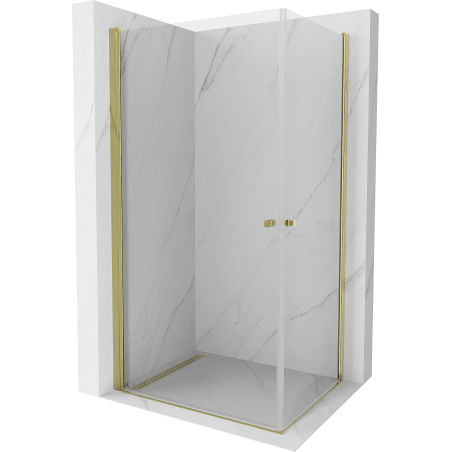Mexen Pretoria Duo cabine de douche pivotante 80 x 70 cm, transparent, dorée - 852-080-070-50-00-02