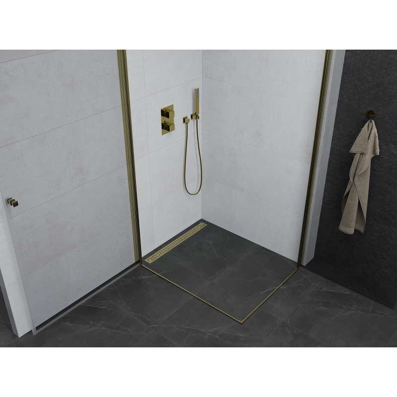 Mexen Pretoria Duo cabine de douche pivotante 80 x 70 cm, transparent, or - 852-080-070-50-00-02