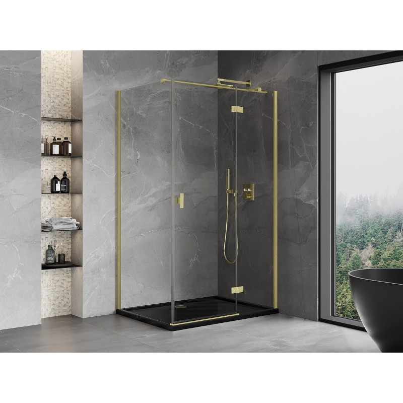 Mexen Mist-H T cabine de douche pivotante droite 110 x 90 cm, transparent, or brossé - 8A5T-110-090-55-00-P