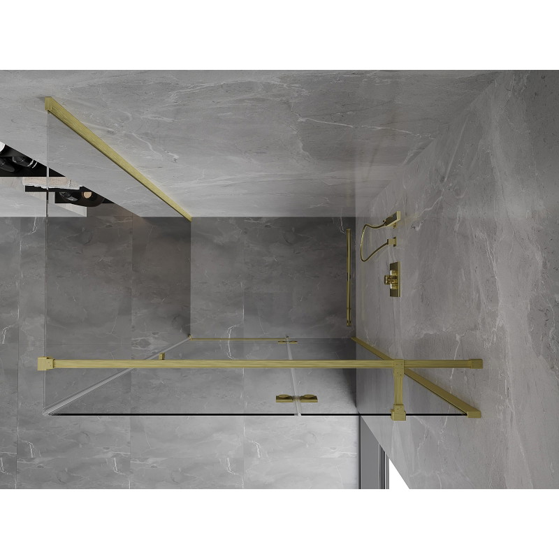 Mexen Mist-H T cabine de douche pivotante droite 110 x 90 cm, transparent, or brossé - 8A5T-110-090-55-00-P