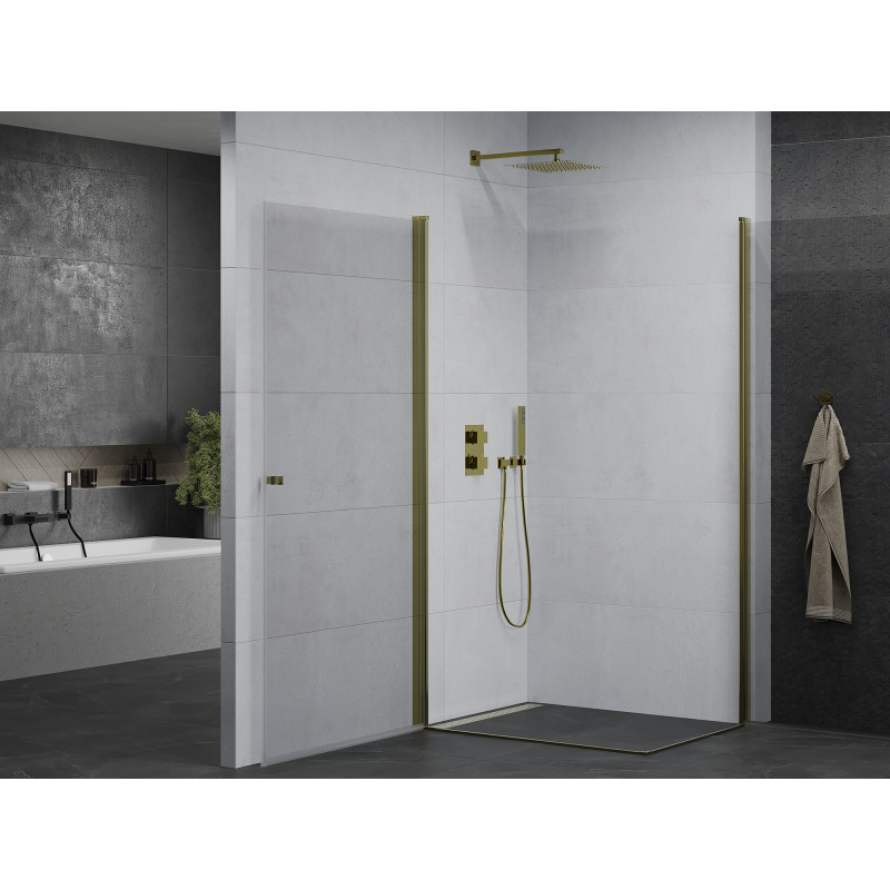Mexen Pretoria Duo cabine de douche pivotante 90 x 80 cm, transparent, dorée - 852-090-080-50-00-02