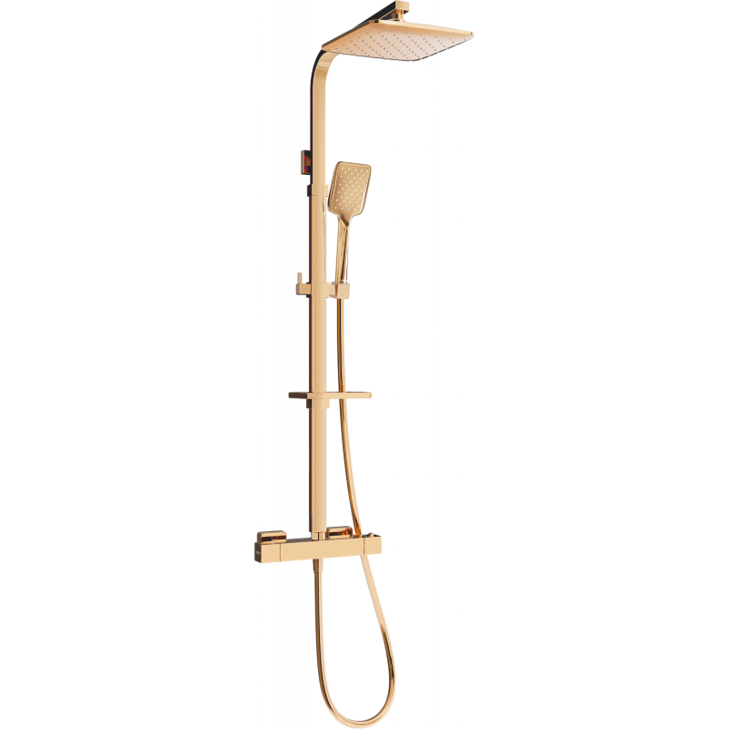 Mexen CQ62 ensemble de douche apparent avec pomme de douche et mélangeur thermostatique, or rose - 772506295-60