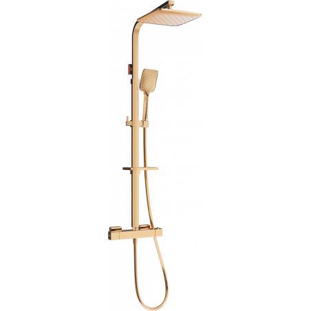 Mexen CQ62 ensemble de douche mural avec pommeau de douche et robinet thermostatique, or rose - 772506295-60